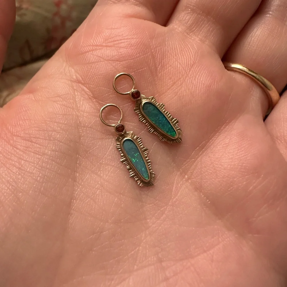 10k custom one of a kind opal and citrine hoop charms - Picture 5 of 11